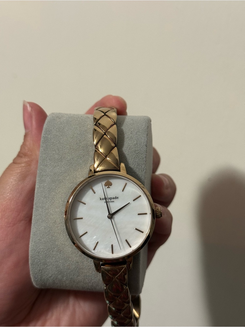 kate spade Gold Quilted Chain Bracelet Watch with White Dial